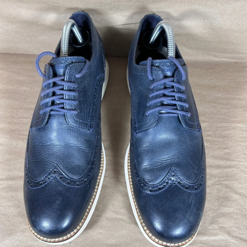 Cole Haan‎ OriginalGrand Wingtip Oxford Navy Blue Leather Shoes C30563 Mens 9M
